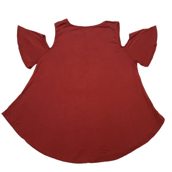 Heart and Hips Top Womens Medium Red Cold Shoulder Short Sleeve Stretch - Picture 8 of 11